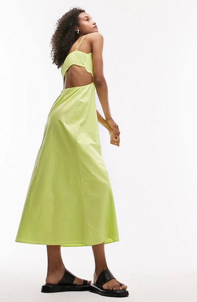 Shop Topshop Scallop Edge Maxi Dress In Light Green
