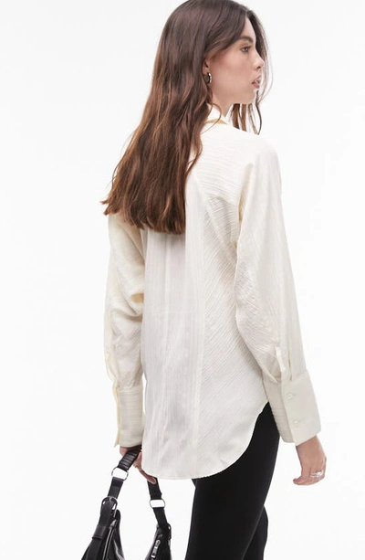 Shop Topshop Pleat Back Textured Shirt In Ivory