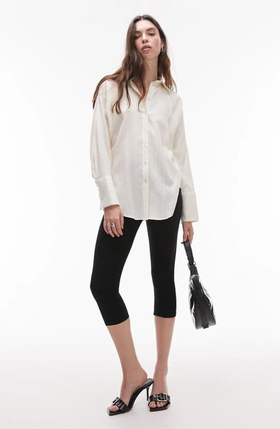 Shop Topshop Pleat Back Textured Shirt In Ivory