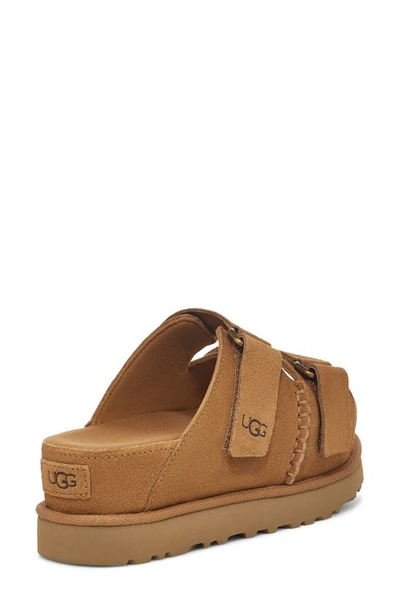 Shop Ugg Goldenstar Platform Slide Sandal In Chestnut