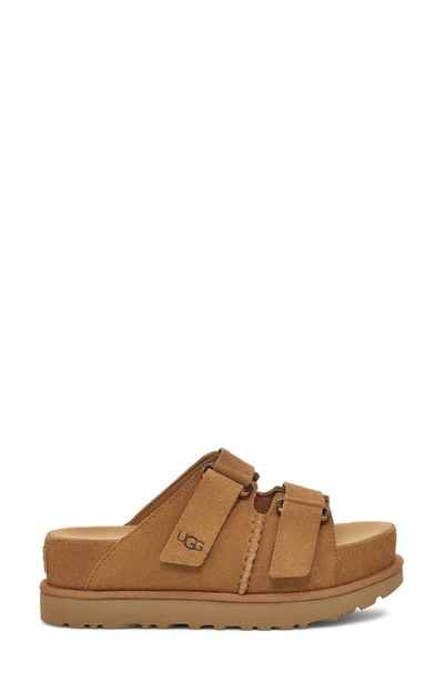 Shop Ugg Goldenstar Platform Slide Sandal In Chestnut