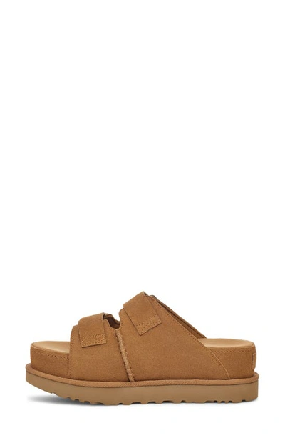 Shop Ugg Goldenstar Platform Slide Sandal In Chestnut