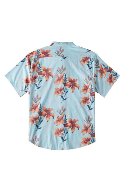 Shop Billabong Kids' Sundays Short Sleeve Button-up Shirt In Splash