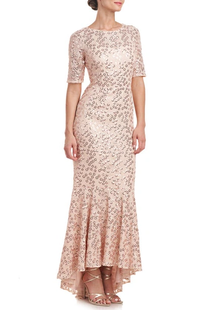 Shop Js Collections Elliot Sequin Mermaid Gown In Rose Gold