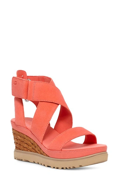 Shop Ugg Ileana Espadrille Wedge Sandal In Vibrant Coral