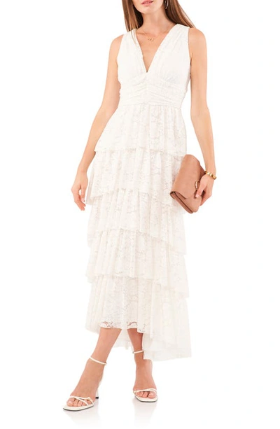 Shop 1.state Cascade Ruffle Lace Midi Dress In New Ivory