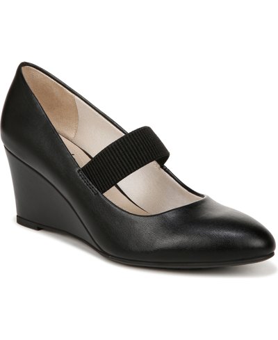Shop Lifestride Gio Mary Jane Wedge Pumps In Black Faux Leather