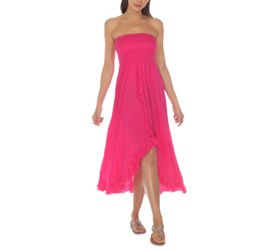 Shop Raviya Strapless High-low Dress Cover-up In Shocking Pink