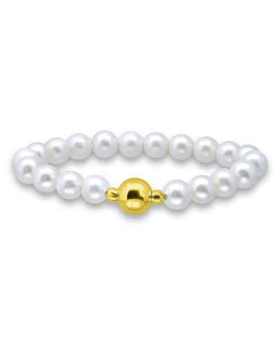 Shop Macy's White Shell Pearl Stretch Bracelet In Gold