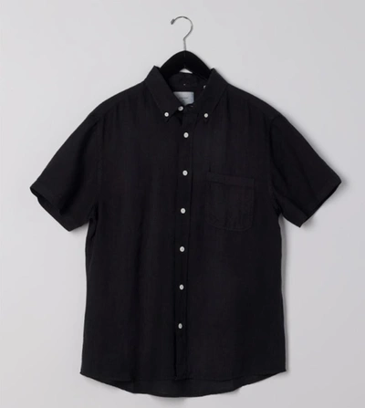 Shop Billy Reid Short Sleeve Linen Tuscumbia Shirt Button Down In Black