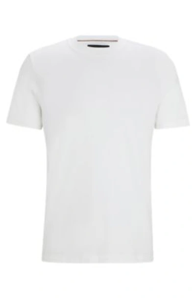 Hugo Boss Mercerised-cotton T-shirt In A Regular Fit In White