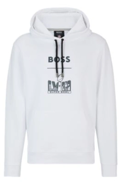 Shop Hugo Boss Boss X Nfl Hoodie With Metallic Print In White