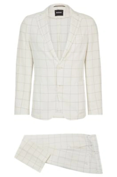 Shop Hugo Boss Slim-fit Two-piece Suit In Checked Material In White