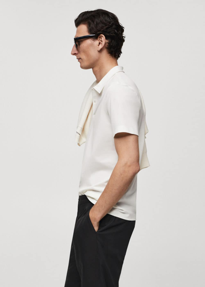Shop Mango Slim Fit Cotton Piqué Texture Polo Shirt Ecru In Écru