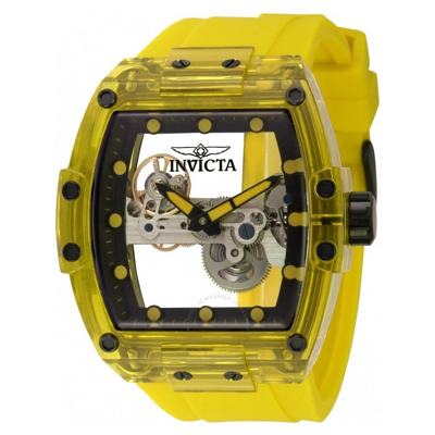 Shop Invicta S1 Rally Diablo Mechanical Skeleton Dial Men's Watch 44364 In Black / Silver / Skeleton / Yellow