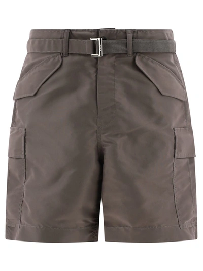 Shop Sacai Nylon Twill Shorts In Grey