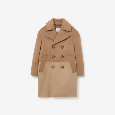 Shop Burberry Childrens Cashmere Wool Coat In Camel