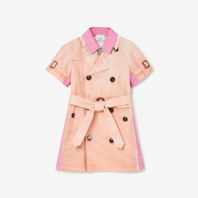 Shop Burberry Childrens Cotton Dress In Soft Bubblegum Pink