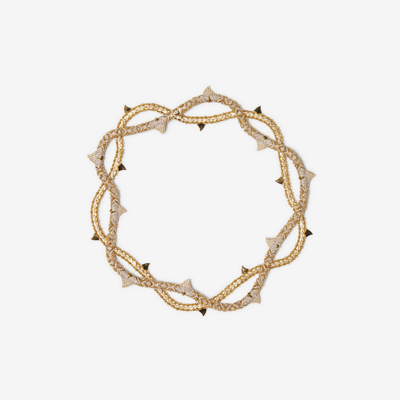 Shop Burberry Thorn Pavé Necklace In Gold/clear