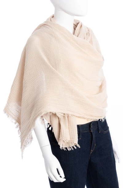 Saachi Gauze Cotton Scarf In Beige