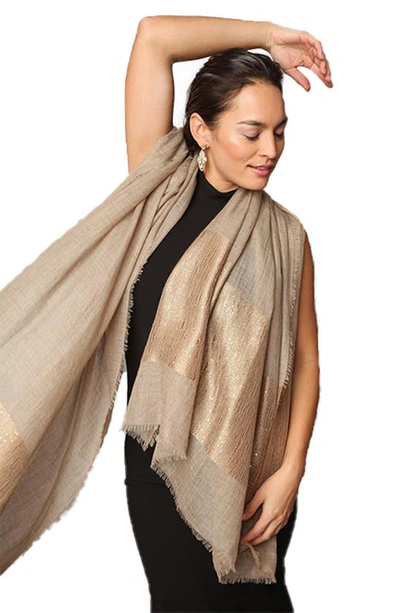 Saachi Sequin Cashmere Scarf In Taupe