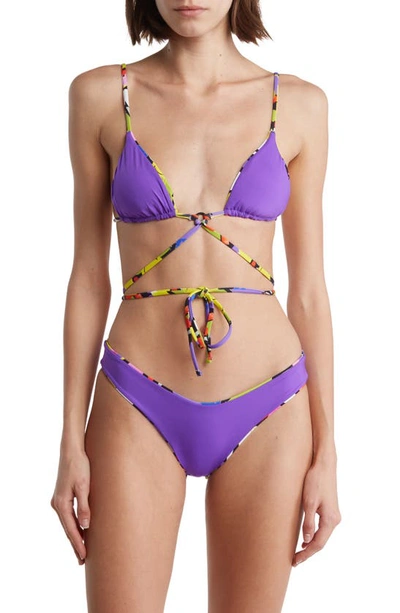 Shop Maaji Smiledelic Coco Journey Reversible Two-piece Bikini In Purple Multi