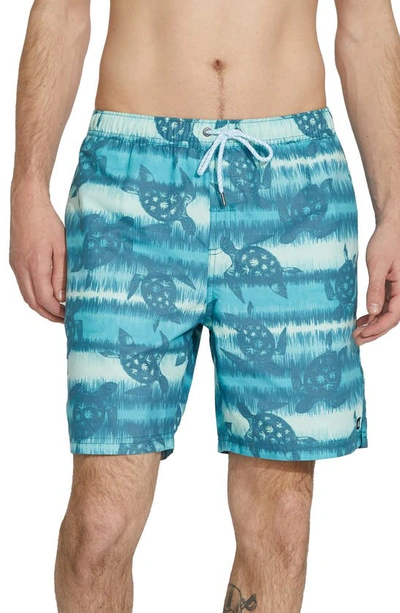 Shop Micros Turtle Board Shorts In Turquoise