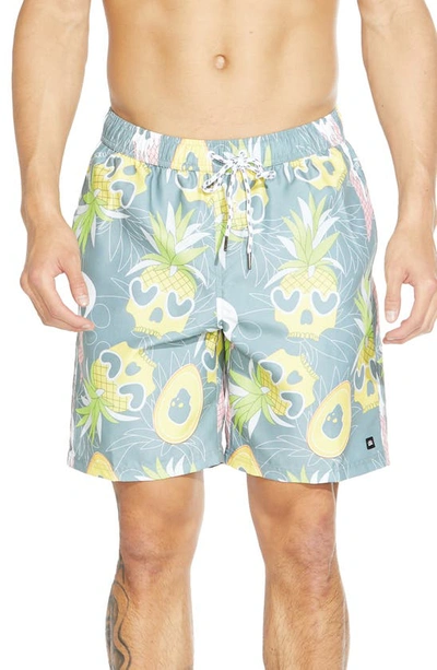 Shop Micros Tropical Skull Board Shorts In Gray