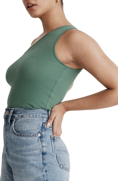 Madewell Brightside One-shoulder Tank In Trellis Green
