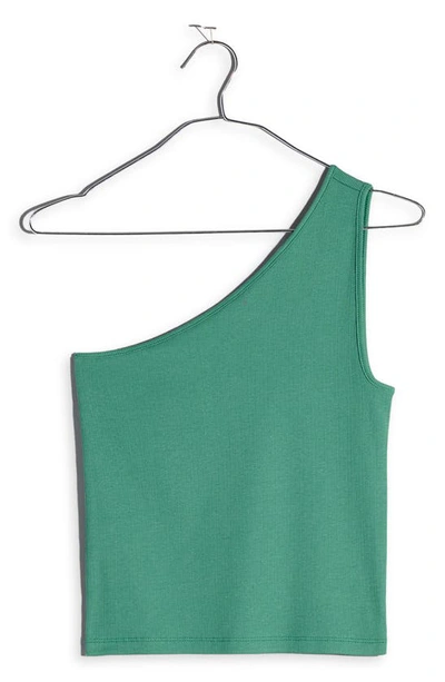 Shop Madewell Brightside One-shoulder Tank In Trellis Green