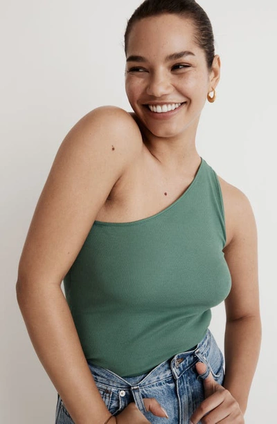 Madewell Brightside One-shoulder Tank In Trellis Green