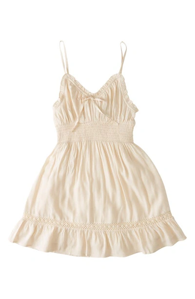 Shop Roxy There She Goes Smocked Waist Minidress In Tapioca