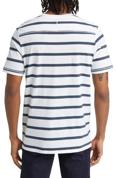 Good Man Brand Stripe Victory V-notch Premium Jersey T-shirt In White/ India Ink/ Porcelain