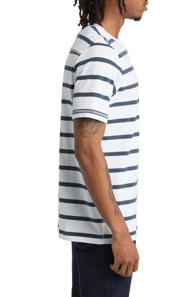 Good Man Brand Stripe Victory V-notch Premium Jersey T-shirt In White/ India Ink/ Porcelain