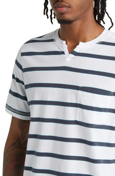 Shop Good Man Brand Stripe Victory V-notch Premium Jersey T-shirt In White/ India Ink/ Porcelain