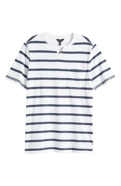 Good Man Brand Stripe Victory V-notch Premium Jersey T-shirt In White/ India Ink/ Porcelain