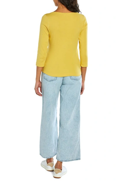 Shop Three Dots Cotton Boatneck Top In Mustard