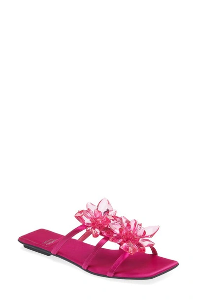 Shop Jeffrey Campbell Crystalize Slide Sandal In Fuchsia Satin