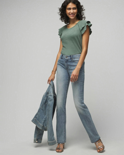 Shop White House Black Market Mid-rise Bootcut Jeans In Light Wash Denim