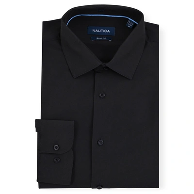 Shop Nautica Wrinkle-resistant Dress Shirt In Black
