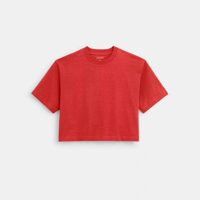 Shop Coach Outlet Signature Cropped T Shirt In Red