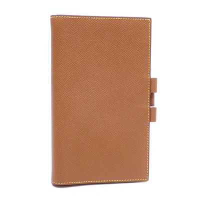 Shop Hermes Agenda Cover Leather Wallet () In Brown
