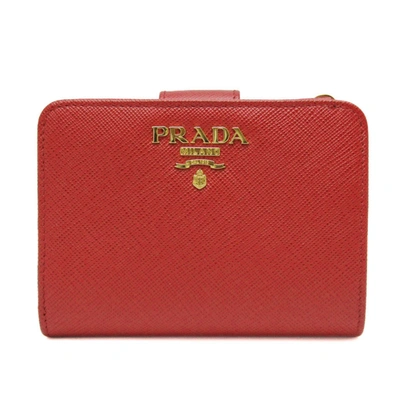 Shop Prada Saffiano Leather Wallet () In Red