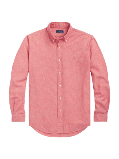 Shop Polo Ralph Lauren Men's Oxford Cotton Sport Shirt In Nautical Red White