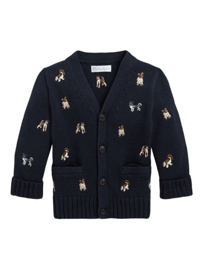 Shop Polo Ralph Lauren Baby Boy's Puppy Embroidered Cardigan In Rl Navy