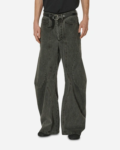 Shop Lueder David Engineered Flare Jeans Charcoal In Grey