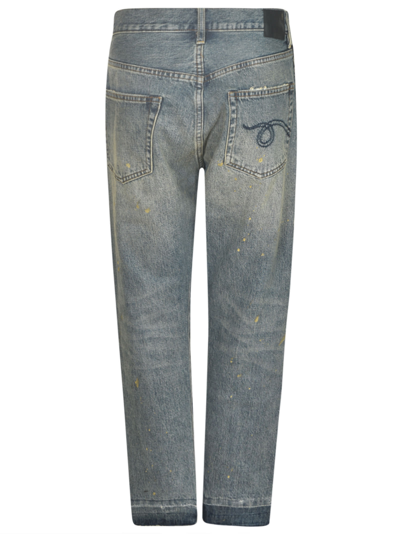 Shop R13 Straight Buttoned Jeans In Blue/gold