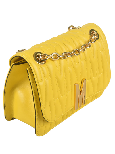 Shop Moschino Logo Quilted Chain Shoulder Bag In 0027