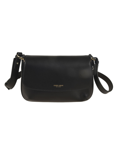 Shop Giorgio Armani Logo Detail Flap Shoulder Bag In 80001