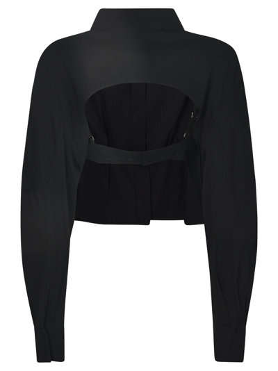 Shop Alessandro Vigilante Open Back Cropped Jacket In Black